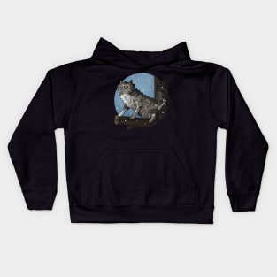 Grey Norwegian Forest Cat Climbing a Tree Kids Hoodie